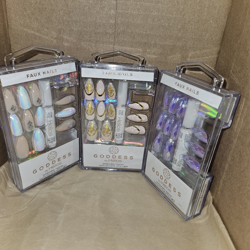 Helios Goddess Faux Nails New 3 Different Packs of 24 Each